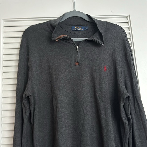 Polo Ralph Lauren quarter zip men’s gray sweatshirt Sz L - Picture 2 of 8